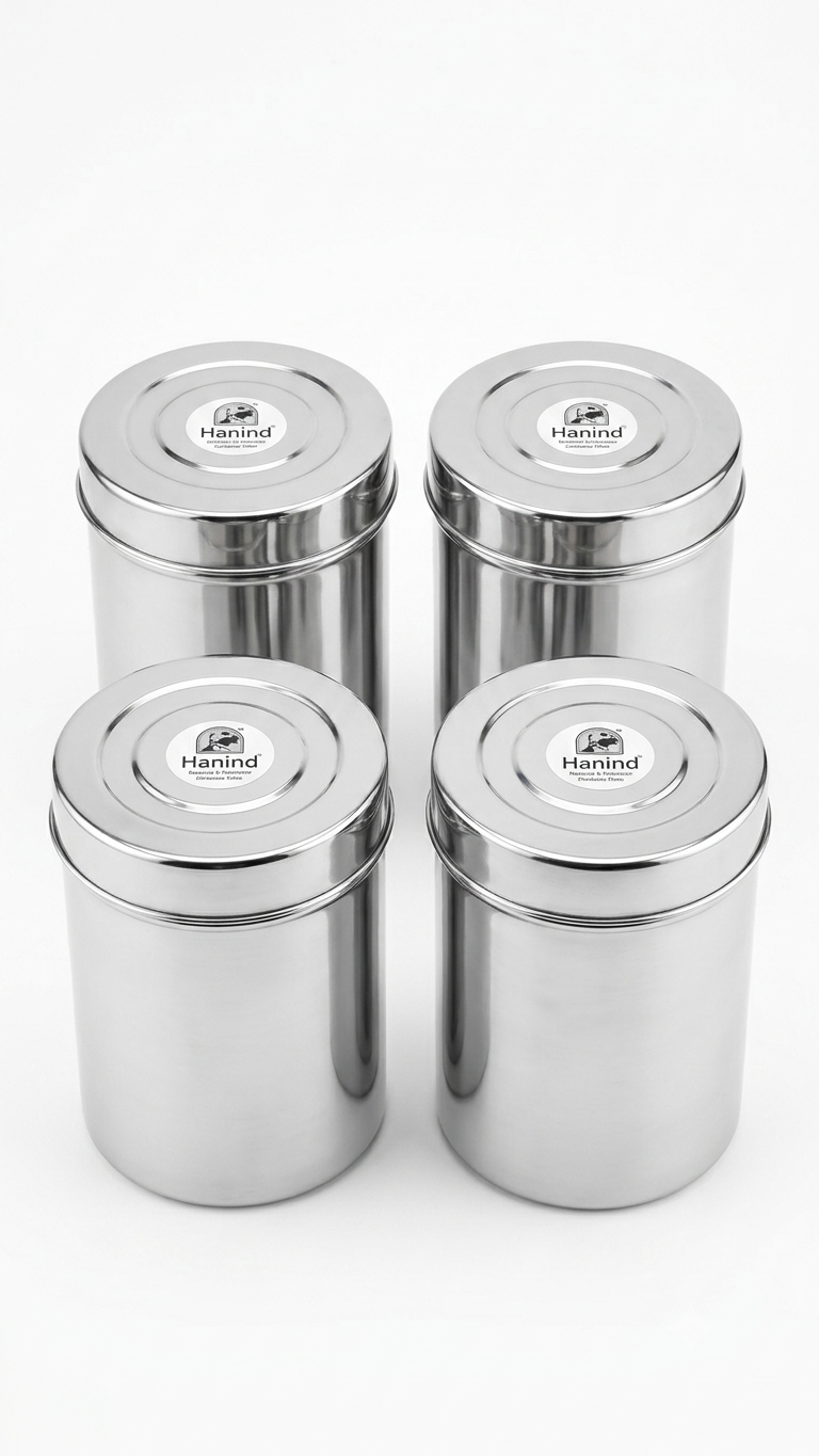 Hanind Stainless Steel, Steel Utility Container  - 1 kg (Pack of 4, Silver)