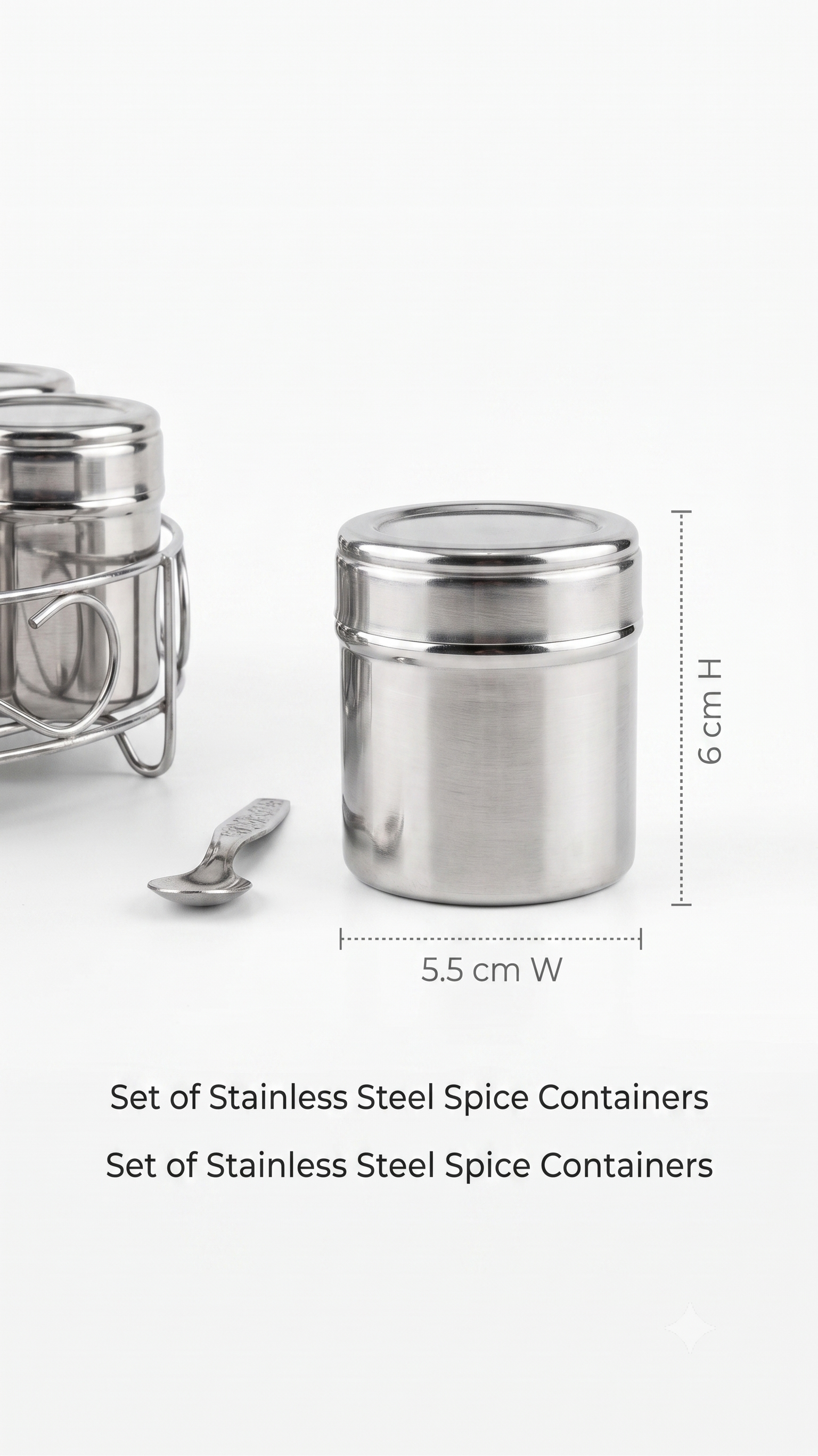Stainless Steel Masala Box 12 in 1 with Stand | Masala Dabba for Kitchen Storage | Spice Box with 8 Containers + 4 Section Middle Container + 4 Spoons | Premium Steel Spice Organizer (Silver)
